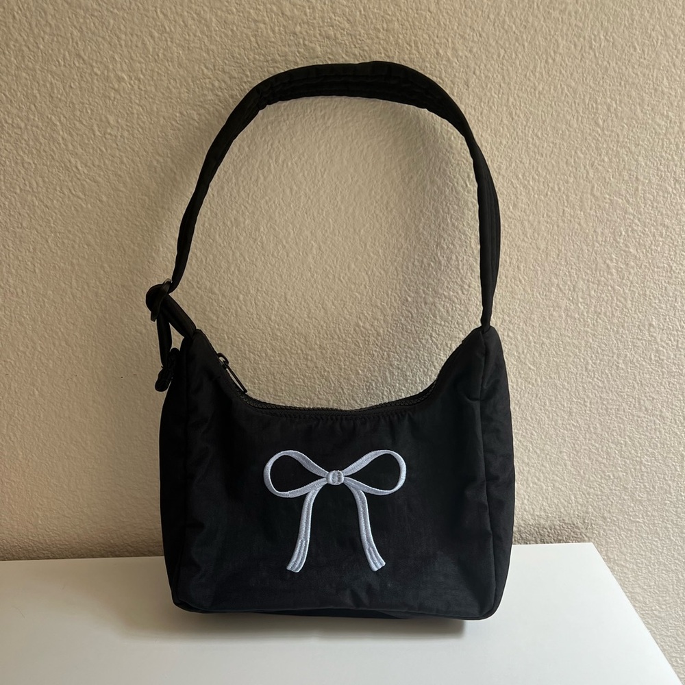 BAGGU x Urban Outfitters Exclusive Embroidered Bow Mini Nylon Shoulder Bag